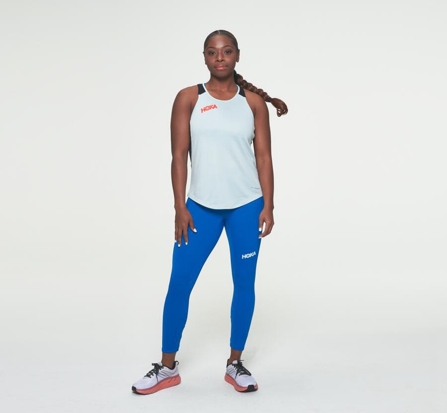 Hoka One One Tops Womens Blue/Black - Performance Tank - 62019XPWV